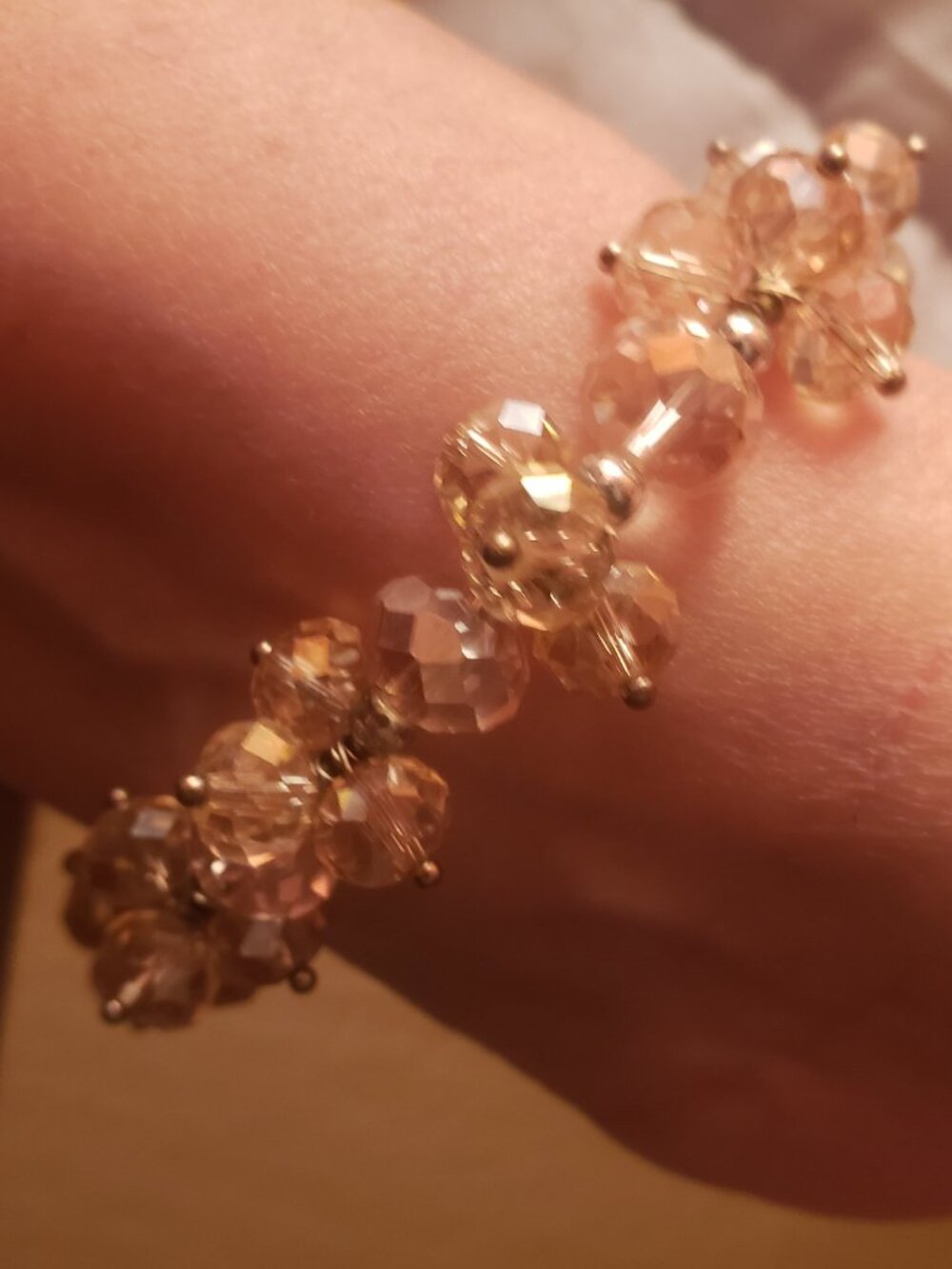 Vintage 1962 faceted crystal cluster stretch bracelet..